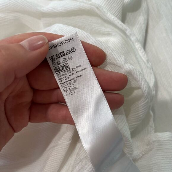 Top Shop Wrap White Blouse Size 8 Medium puff sleeve - Picture 10 of 12
